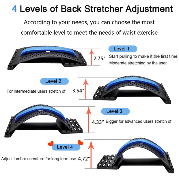 Back Stretcher for Lower Back Pain Relief, Multi-Level Lumbar Support Stretcher Spinal Back Massager