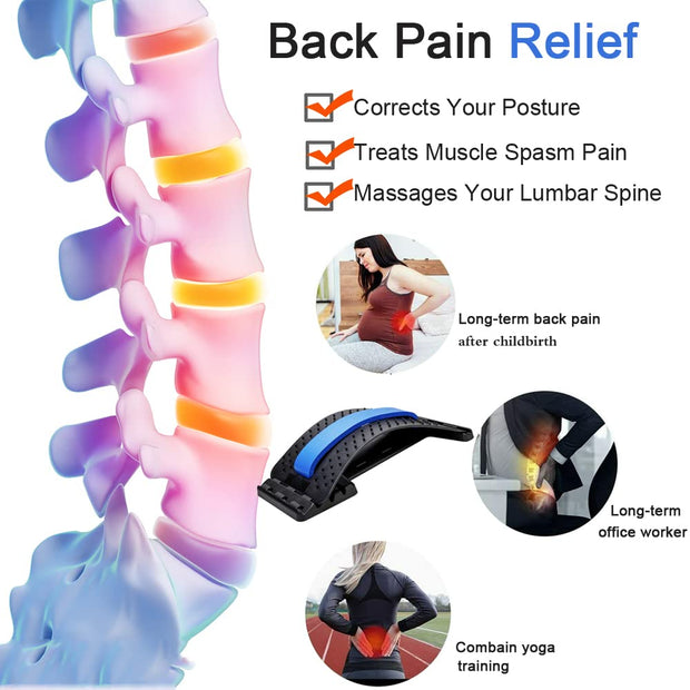 Back Stretcher for Lower Back Pain Relief, Multi-Level Lumbar Support Stretcher Spinal Back Massager