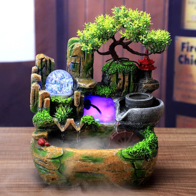 Flowing Water Fountain Lucky Feng Shui Wheel Office Desktop Ornaments