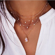 Bohemian Multi-layer Moon Star Necklace For Women Gold Set