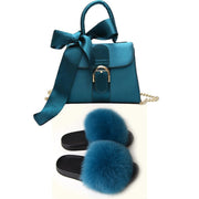 Extra Fluffy  Luxury Slippers With Purses Comfortable Sandals And Jelly Purse Sets