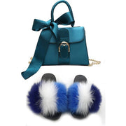 Extra Fluffy  Luxury Slippers With Purses Comfortable Sandals And Jelly Purse Sets