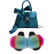 Extra Fluffy  Luxury Slippers With Purses Comfortable Sandals And Jelly Purse Sets