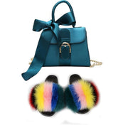 Extra Fluffy  Luxury Slippers With Purses Comfortable Sandals And Jelly Purse Sets