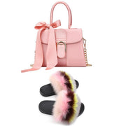 Extra Fluffy  Luxury Slippers With Purses Comfortable Sandals And Jelly Purse Sets