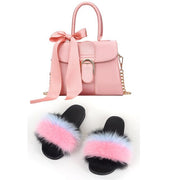 Extra Fluffy  Luxury Slippers With Purses Comfortable Sandals And Jelly Purse Sets