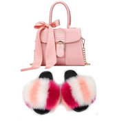 Extra Fluffy  Luxury Slippers With Purses Comfortable Sandals And Jelly Purse Sets