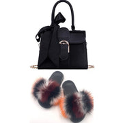 Extra Fluffy  Luxury Slippers With Purses Comfortable Sandals And Jelly Purse Sets