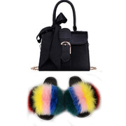 Extra Fluffy  Luxury Slippers With Purses Comfortable Sandals And Jelly Purse Sets